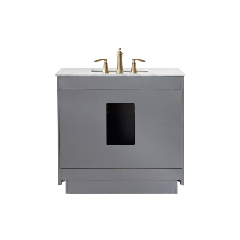 Altair Ivy Single Bathroom Vanity Set and Carrara White Countertop with Mirror