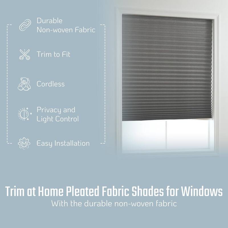 Cut-at-Home Cordless 100% Blackout Cellular Fabric Pleated Window Shade Pull-Down Blind for Home