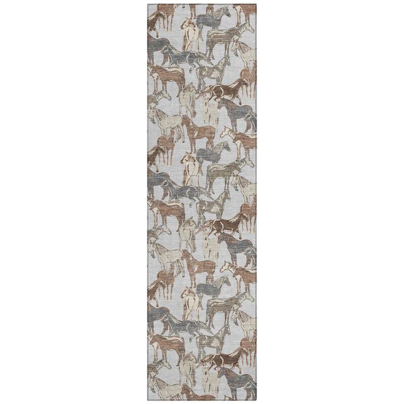 Machine Washable Indoor/ Outdoor Horse Herd Chantille Rug
