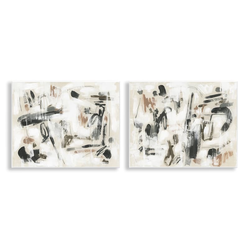 Stupell Neutral Earth Tones Abstraction Wall Plaque Art Design By June Erica Vess (Set of 2) - 14 x 11