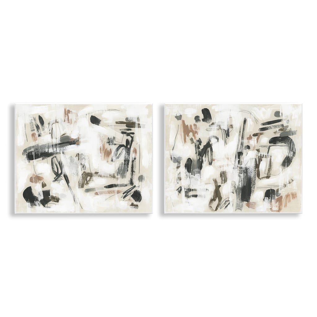 Stupell Neutral Earth Tones Abstraction Wall Plaque Art Design By June Erica Vess (Set of 2)