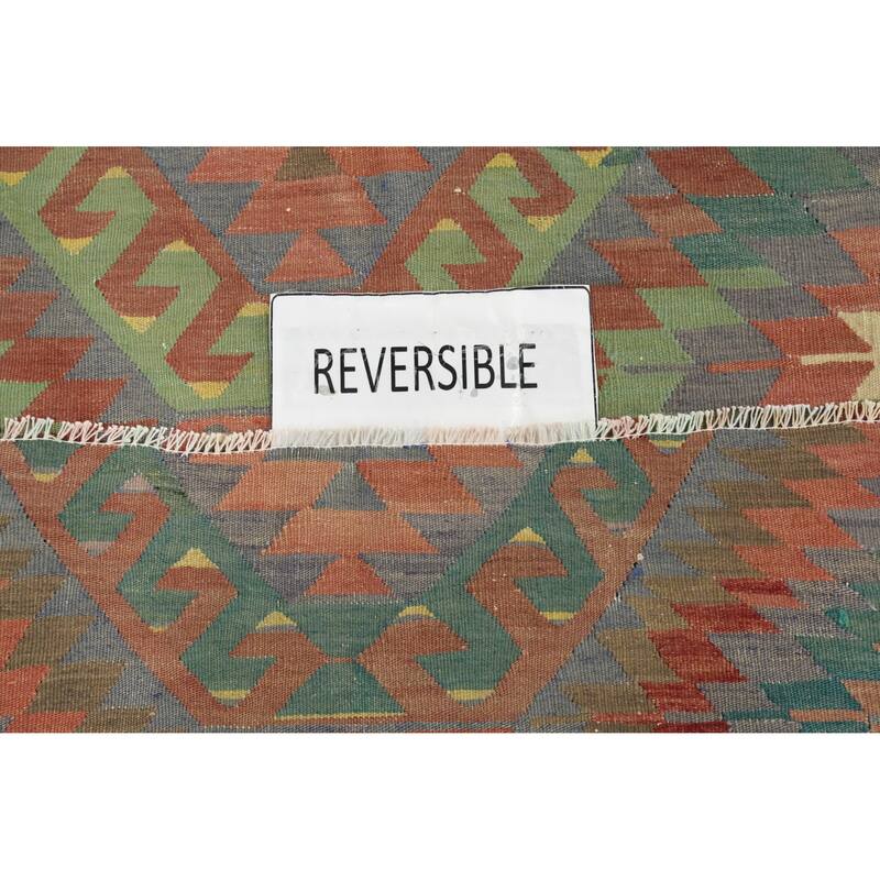 Hand Woven Oriental 100% Wool Carpet Southwestern Tribal Oranges & Rust Kilim Area Rug - 7' 0'' X 5' 8''