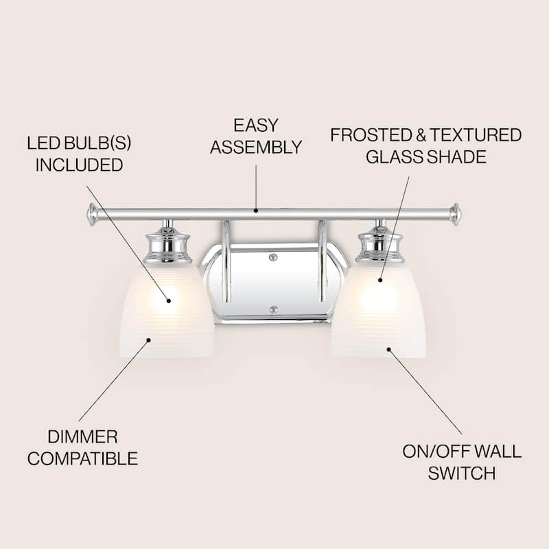 Fairfax Metal/Glass Contemporary Modern LED Vanity Light, by JONATHAN Y