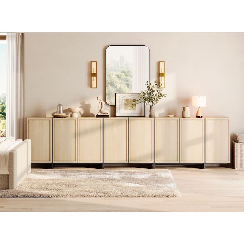 WAMPAT TV Stand With 4 Storage Doors & T-Shaped Legs, Entertainment Center For Living Room, Bedroom