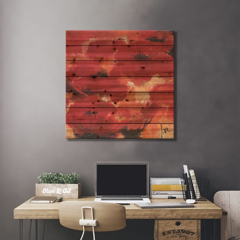 Abstract Flowers II Print On Wood by Jettie Roseboom - Multi-Color