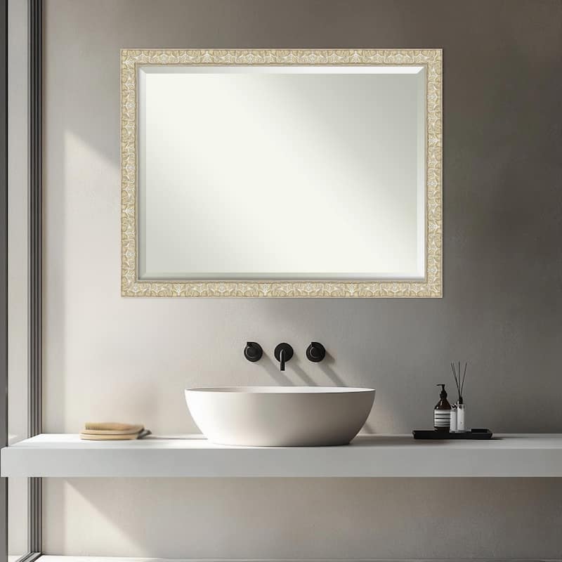 Lila Beveled Wood Framed Bathroom Vanity Wall Mirror