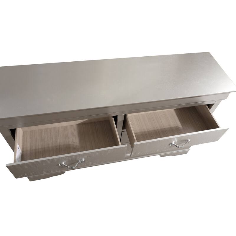 6-Drawer Silver Champagne Dresser with Elegant Finish, Spacious Storage, and Smooth Glide Hardware for Bedrooms