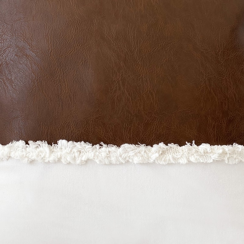 Sweet Jojo Designs Ivory Brown Boho Faux Leather Body Pillow Case (Pillow Not Included) Bohemian Tufted Fringe Modern Farmhouse
