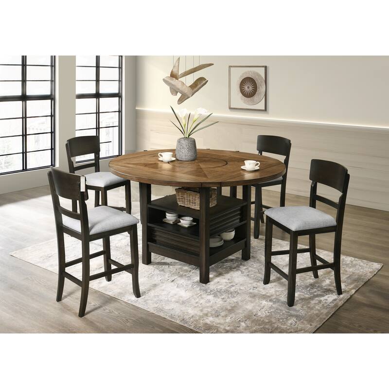 2pc Counter Height Dining Chair Bar Stools - Brown