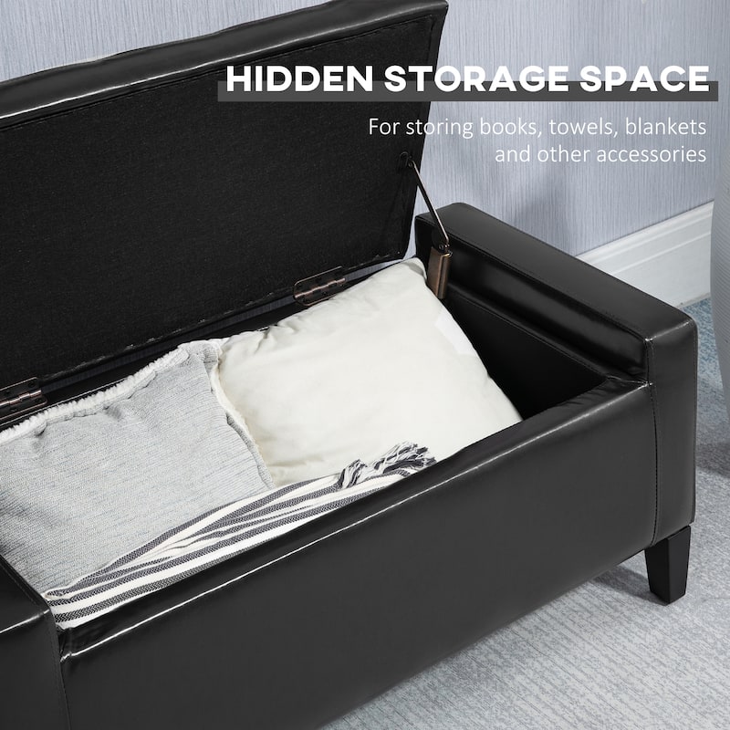 HOMCOM Ottoman Bench Tufted Storage Chest with Flipping Top, 36.25"W x 15.75"D x 15.75"H