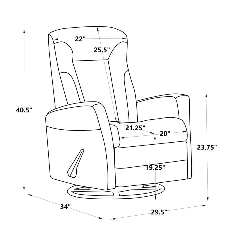 29.5" Width Swivel Recliner Chair Glider Recliner Couch