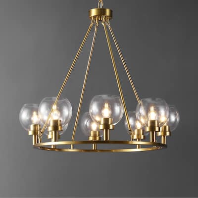 SAFAVIEH Lighting Sveda Mid-Century Modern 8-light Adjustable Wagon Wheel Chandelier (LED Bulbs Included)