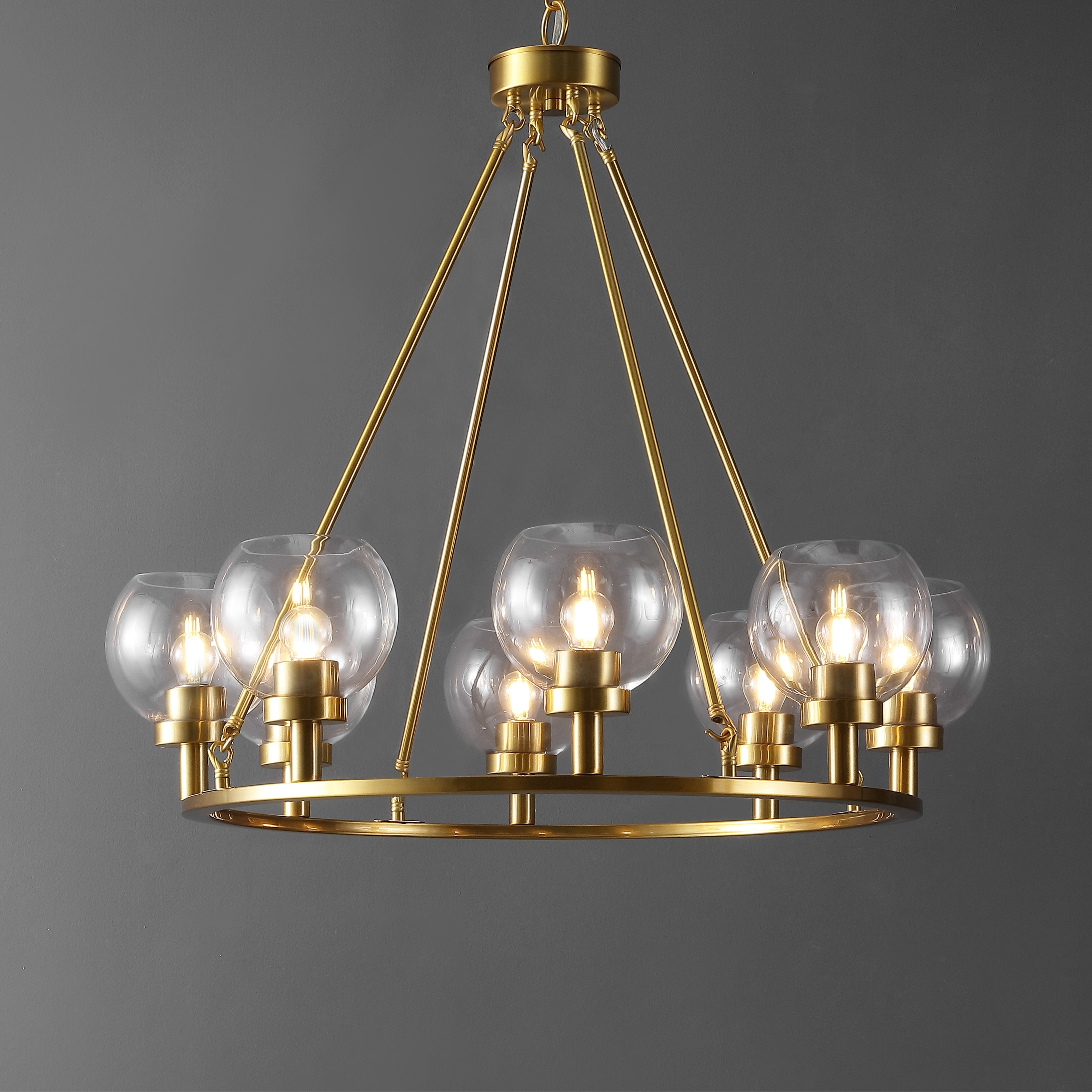 SAFAVIEH Lighting Sveda Mid Century Modern 8 light Adjustable Wagon Wheel Chandelier LED Bulbs Included On Sale Bed Bath Beyond 39744930