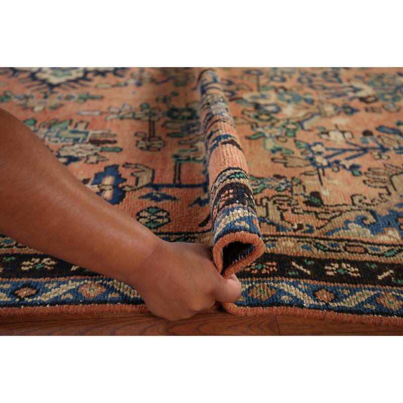 Hamedan Persian Vintage Rug Hand-Knotted Wool Carpet - 6'8" x 9'6"