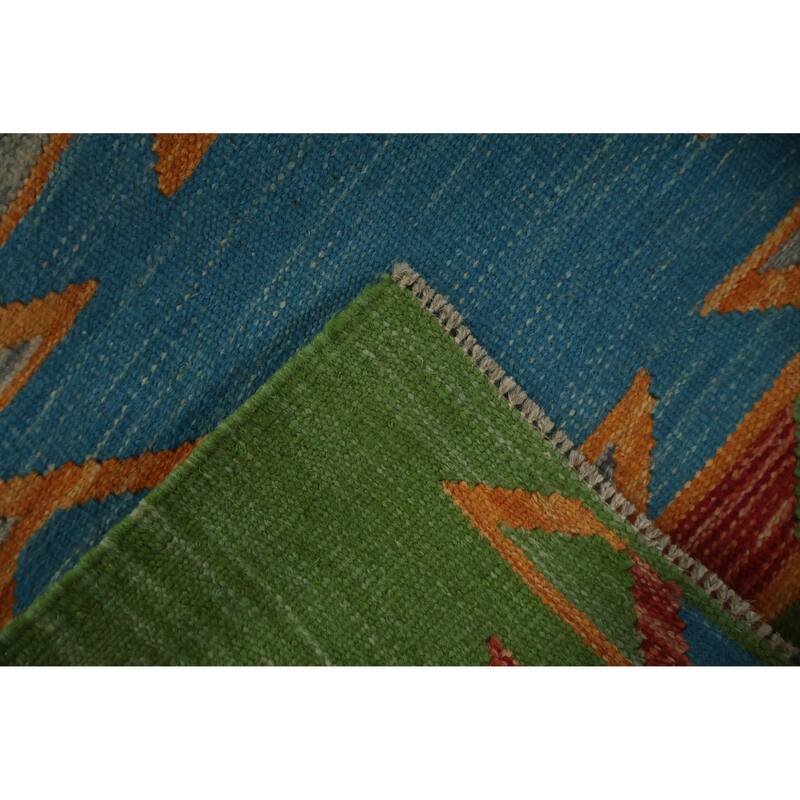 Hand Woven Oriental 100% Wool Carpet Southwestern Modern Multi-Colored Kilim Area Rug - 8' 9'' X 5' 10''