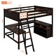 preview thumbnail 50 of 55, Full Size Wooden Loft Bed with Desk and Shelves, Space-Saving Design