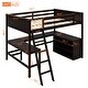 preview thumbnail 30 of 55, Multifunctional Full Size Wooden Loft Bed with Shelves & Desk