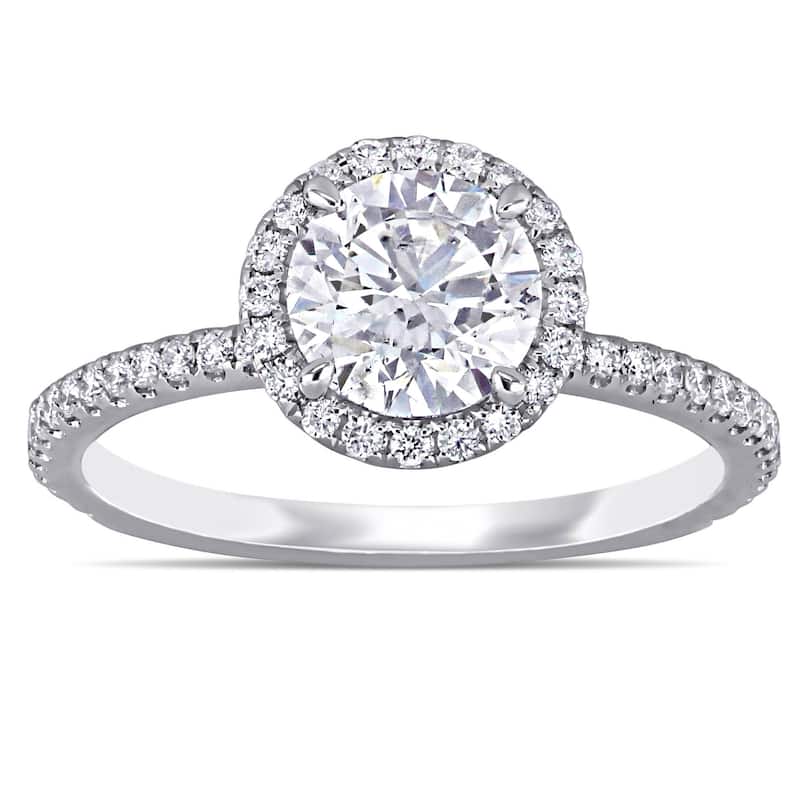 Miadora 1 1/3ct TDW Diamond Halo Engagement Ring in 14k White Gold