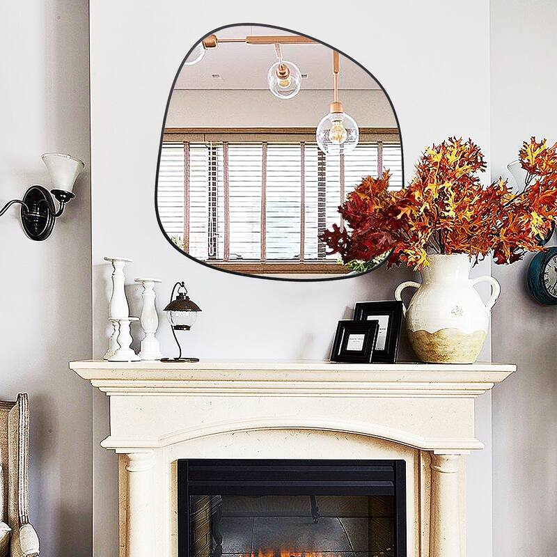 Contemporary Asymmetrical Mirror, Pebble Shaped Irregular Mirror