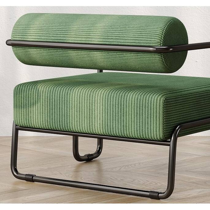 Living Room Iron Accent Chair,Corduroy Upholstered Arm Chair