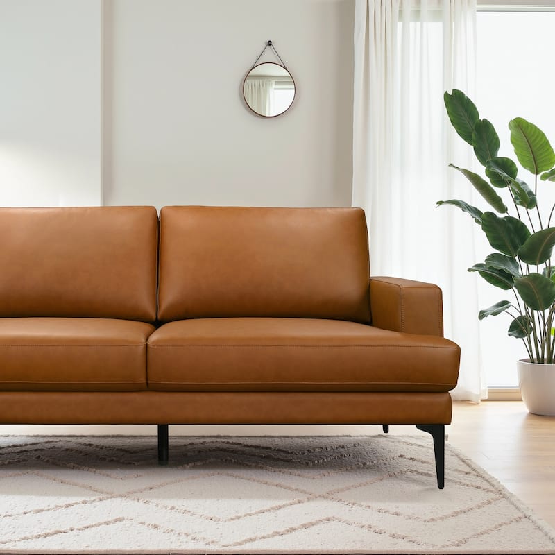 Alden Spacious L-Shaped Sectional Sofa in Cognac