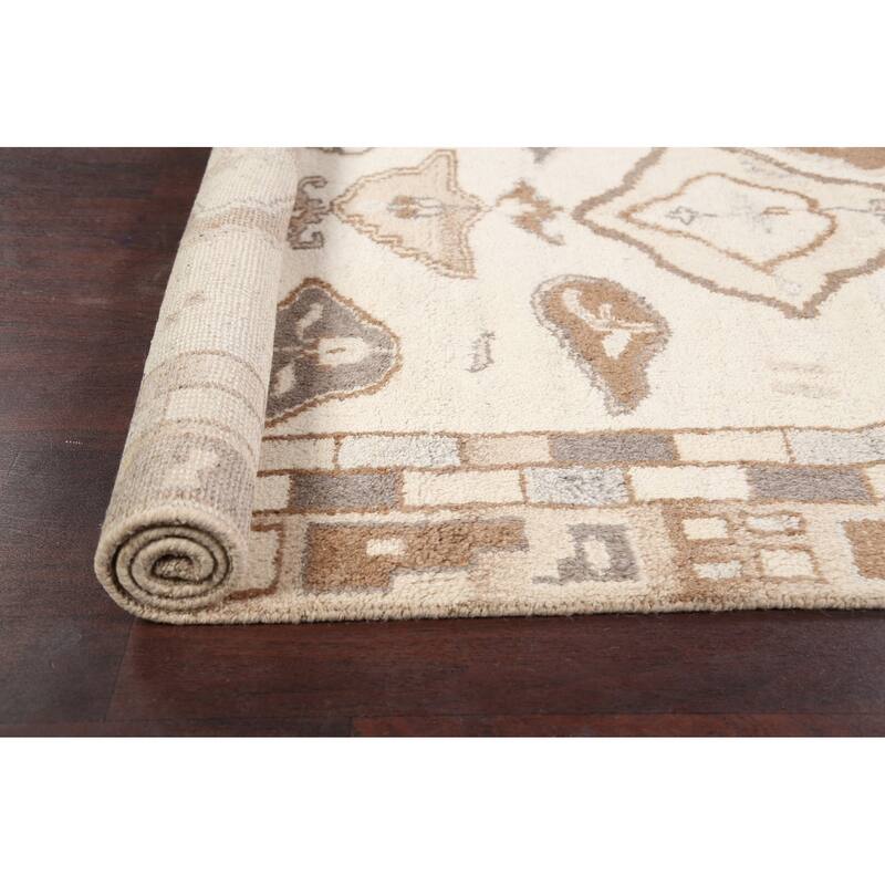 Abstract Modern Oriental Moroccan Area Rug Hand-knotted Wool Carpet - 5'5" x 7'2"
