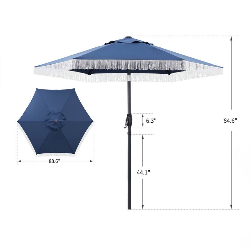 Autlaycil 7.5 ft Outdoor Umbrella Patio with Fringe.