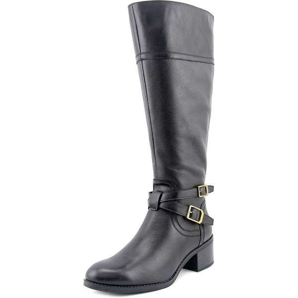 Franco Sarto Lapis Wide Calf Women Round Toe Leather Black Knee High Boot
