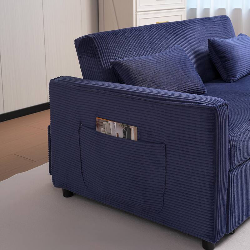 Corduroy Futon Sofa Bed - 3-in-1 Convertible Sleeper