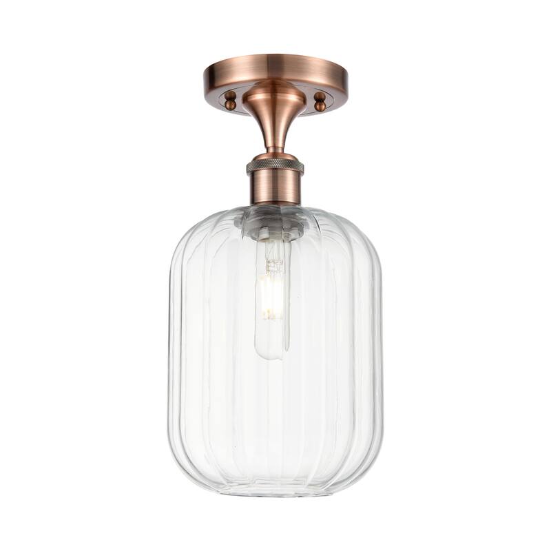 Innovations Lighting Endless Possibilities Ballston - Preston - 1 Light 7" Jar Shade Semi-Flush Mount - Clear/Antique Copper