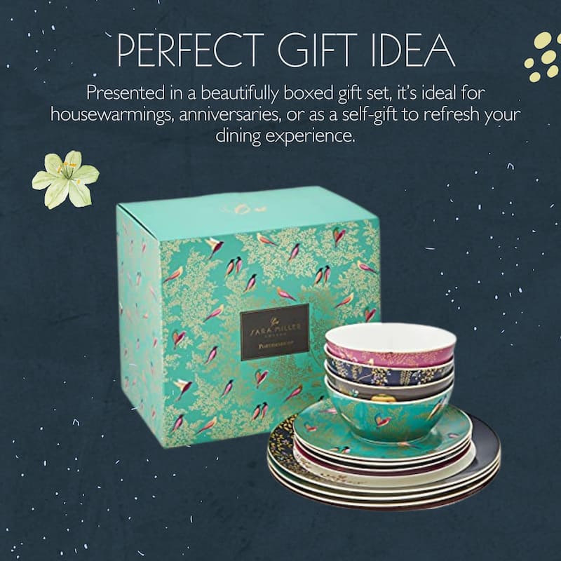 Sara Miller London Chelsea 12 Piece Tableware Set - 11" dinner plates, 8" side plates, 6" bowls