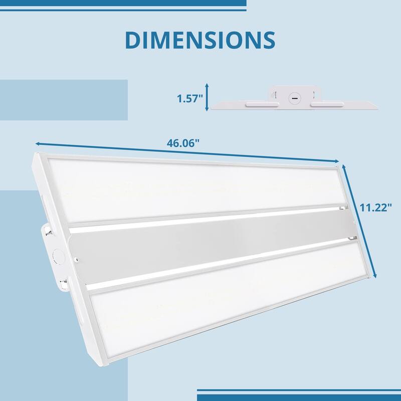 2 Pack 4FT LED Linear High Bay Shop Light, 250W LED Shop Light, 31250lm 125LM/W, 100-277V, 0-10V Dim, 5000K Daylight