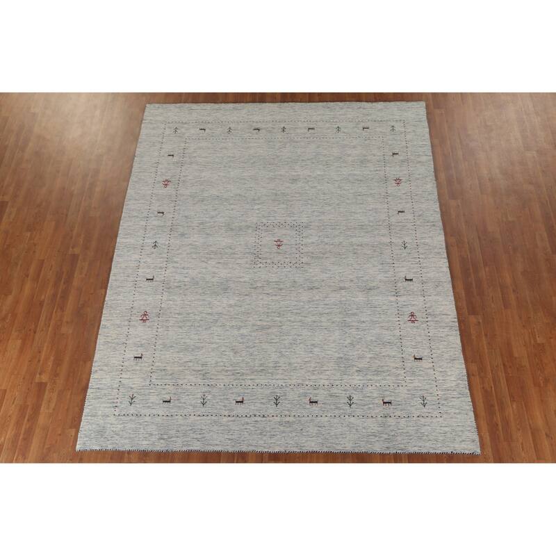 Tribal Gabbeh Oriental Area Rug Handmade Wool Carpet - 8'0"x 9'11"