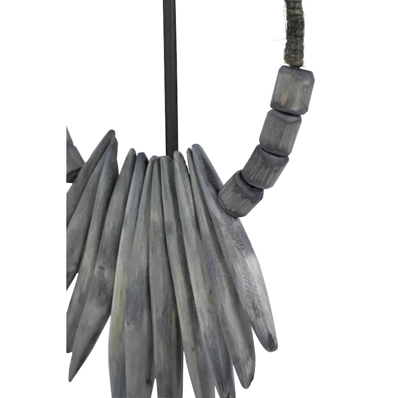 Teak Wood Necklace Handmade Tribal Decorative Sculpture with Stand - Gray or White - Roche River Decor