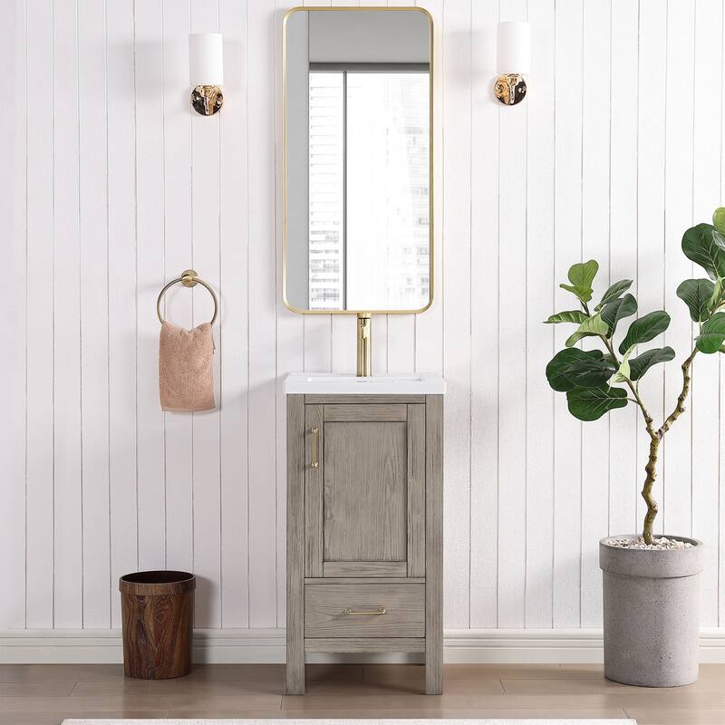 Gela Single Bath Vanity with Ceramic Basin Top and Mirror
