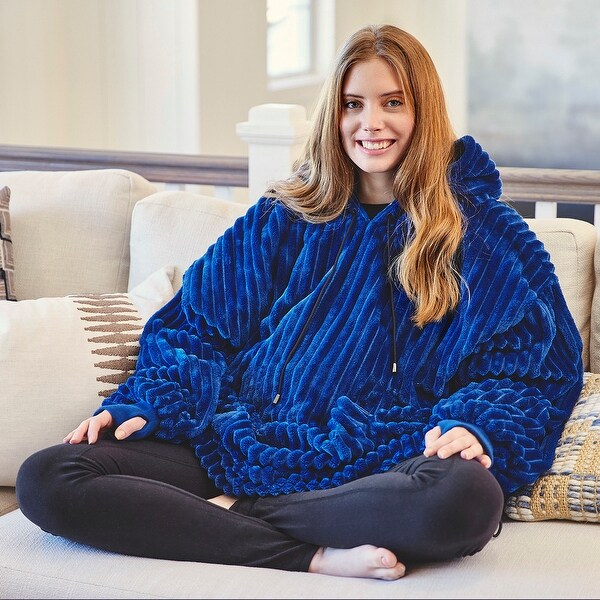 Nestl Warm Oversized Unisex Wearable Blanket Hoodie Reversible Cozy Snuggle Hoodie Blanket Giant Sweater Blanket Hoodie On Sale Bed Bath Beyond 35660964