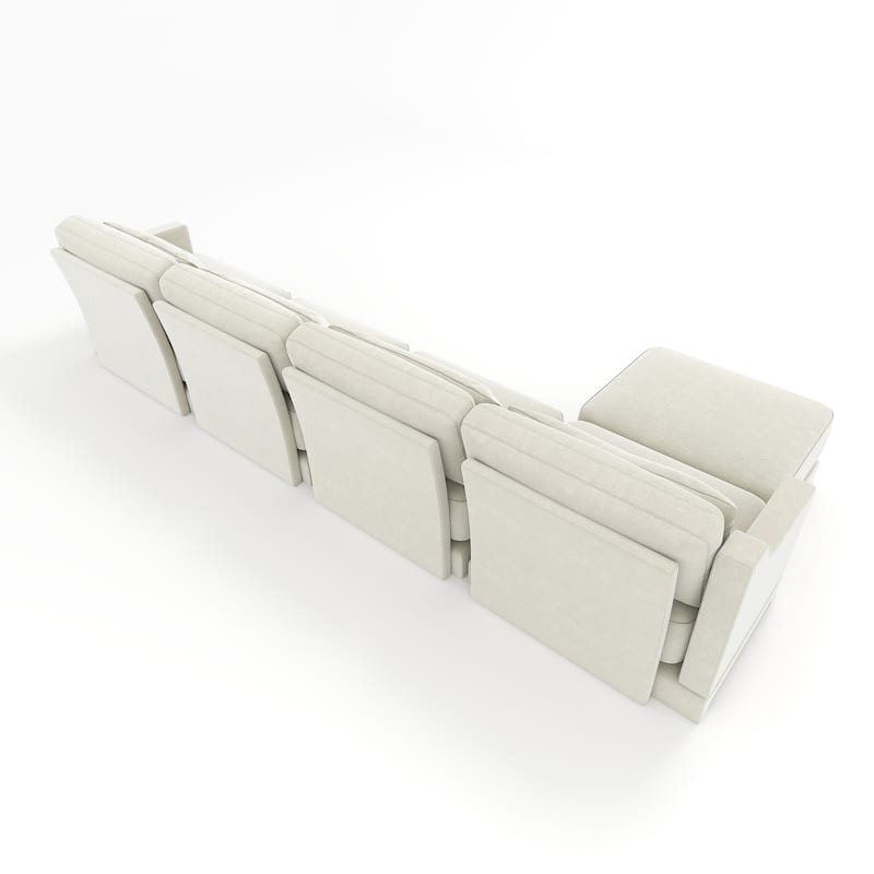 141.7" Chenille Modular 4-Seater Sofa with Movable Ottoman, High-Resilient Sponge, and Ergonomic Wooden Base