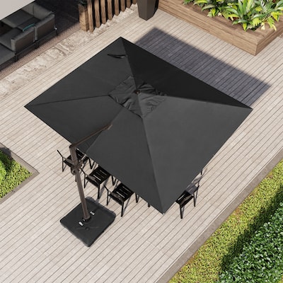 9 FT x 10.5 FT Outdoor Patio Umbrella Cantilever-Offset Umbrella with Base