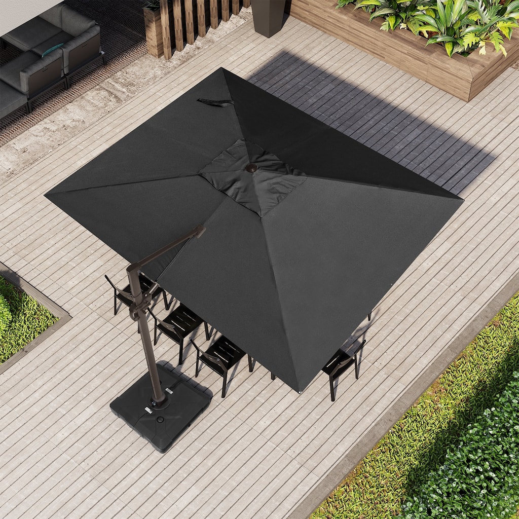 9 FT x 10.5 FT Outdoor Patio Umbrella Cantilever-Offset Umbrella with Base