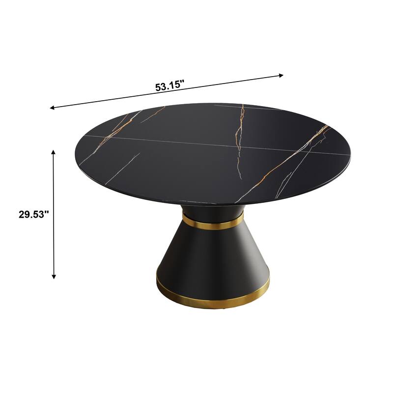 53.15"Modern artificial stone round carbon steel base dining table-can accommodate 6 people