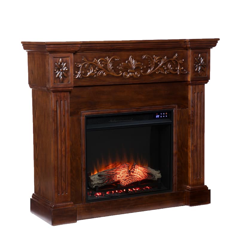SEI Furniture Ortiz Espresso Electric Fireplace - N/A