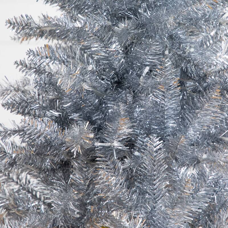 Pre-Lit Tinsel Artificial Christmas Tree - 4' - Cool White LED Lights