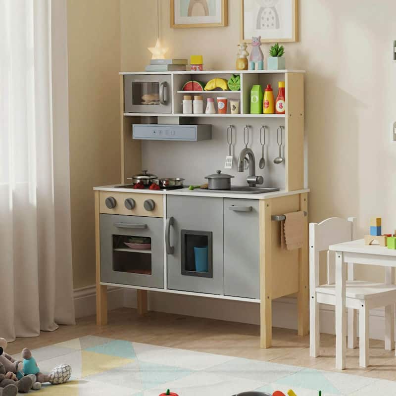 Costway Kids Kitchen Playset Wooden Pretend Play Chef Toy with - See Details