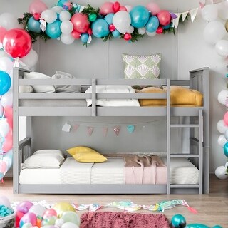 Classic Traditional Style Twin Over Twin Bunk Bed with Ladder