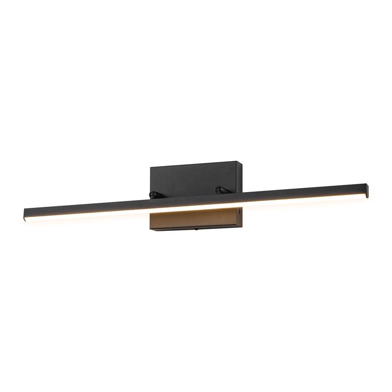1-Light Modern Black Aluminum Linear Wall Light Strip Dimmable Integrated LED Bathroom Vanity Light