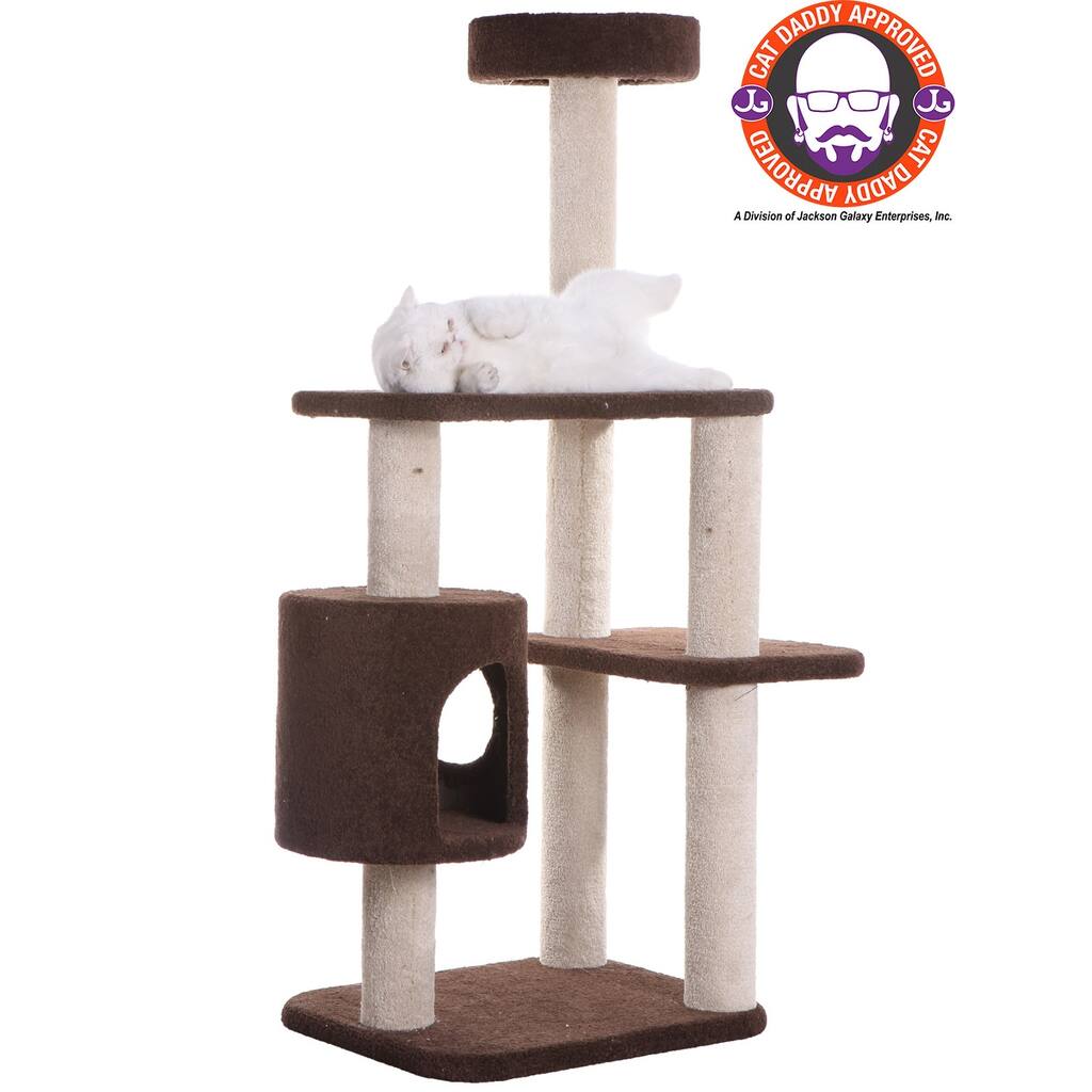 Real Wood 3-Level Carpeted Cat Tree Condo Kitten Play House