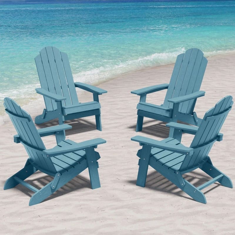 WINSOON All Weather HIPS Outdoor Folding Adirondack Chairs Outdoor Chairs Set of 4