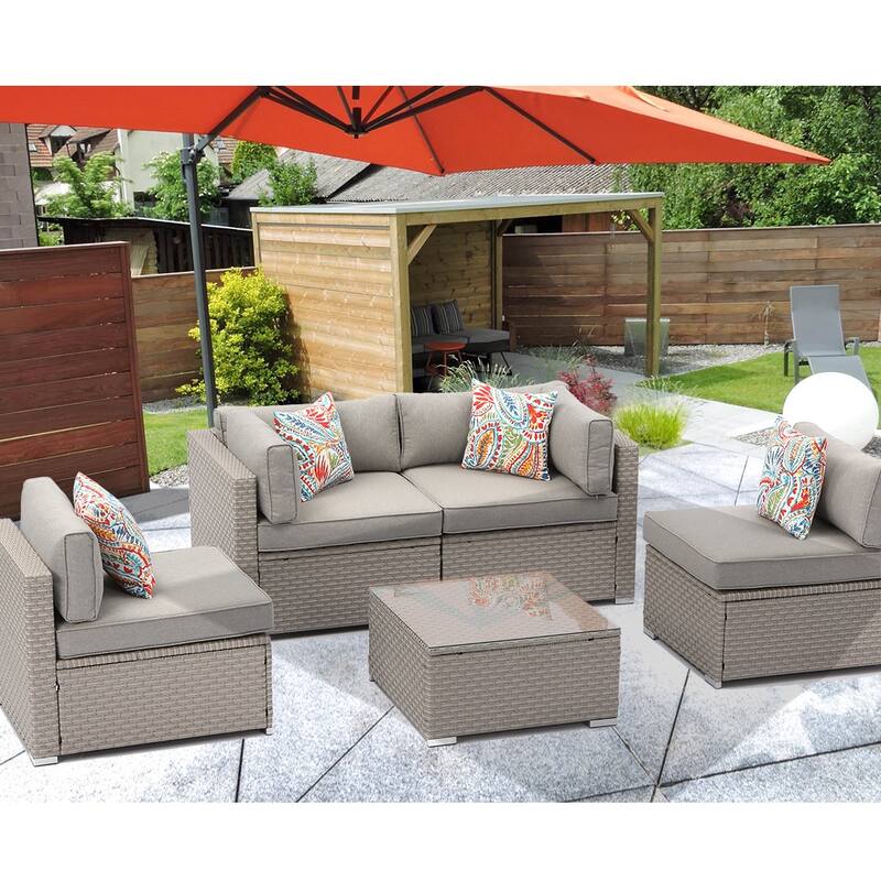 Cosiest 5-piece Outdoor Patio Wicker Furniture Set with Coffee Table