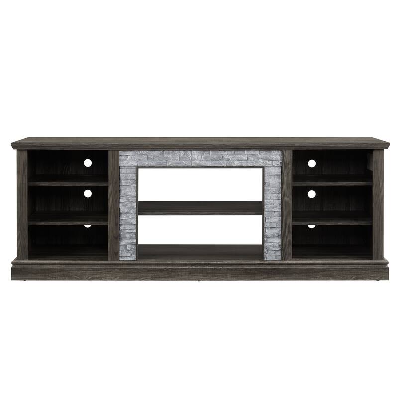 Mid Century Modern Wood Material TV Stand with Cabinet Upper and Lower 2 Layers Storage Cabinet for Living Room Entertainment