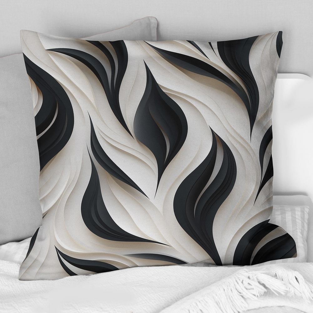 Designart "White And Black Minimalist Elegance I" Striped Printed Throw Pillow